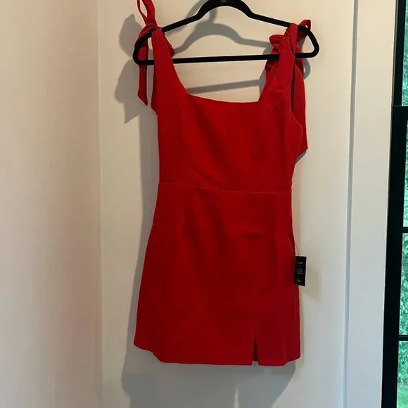 Red Tie-Strap Mini Dress - Picture 2 of 3